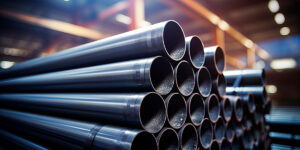 A pile of carbon steel round tubing.